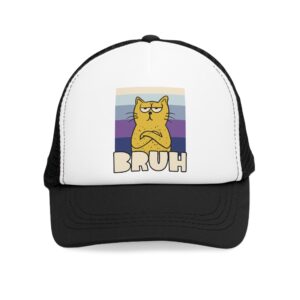 Mesh Cap - Bruh Print Snapback Hat