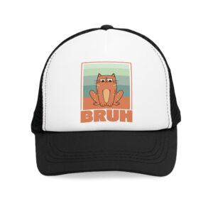 Cool Cat Bruh Mesh Cap | Trucker Hat | Funny Gift for Cat Lovers | Retro Style Cap | Perfect for Outdoor Events