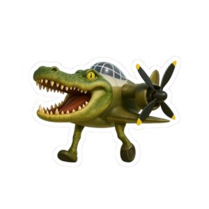 Funny Dinosaur Airplane Kiss-Cut Stickers - Unique Laptop Decal, Kids Room Decor, Gift for Adventurers, Fun Car Bumper Sticker